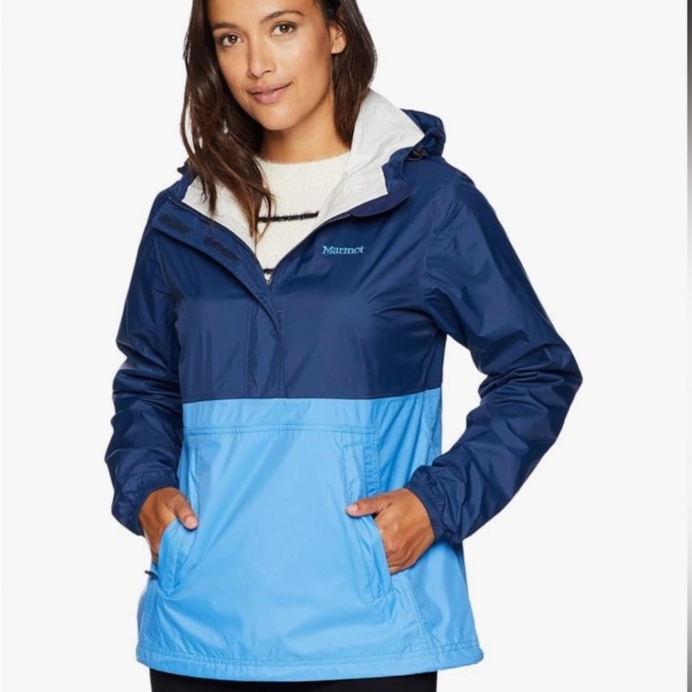 Marmot PreCip Anorak Jacket Quarter Zip in Arctic Navy/Lakeside Size Small